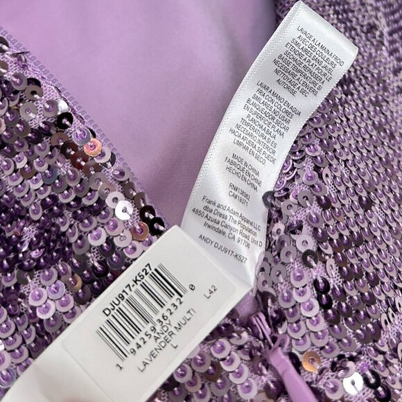DRESS THE POPULATION Andy Sequin Strapless Jumpsuit in Lavender Multi Size Large - Picture 8 of 10